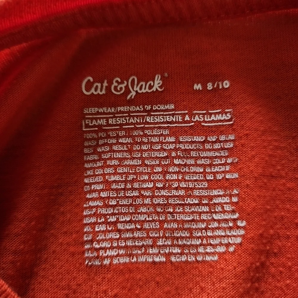 Cat & Jack Orange and gray short sleeve pajama set for kids Size M (8/10)